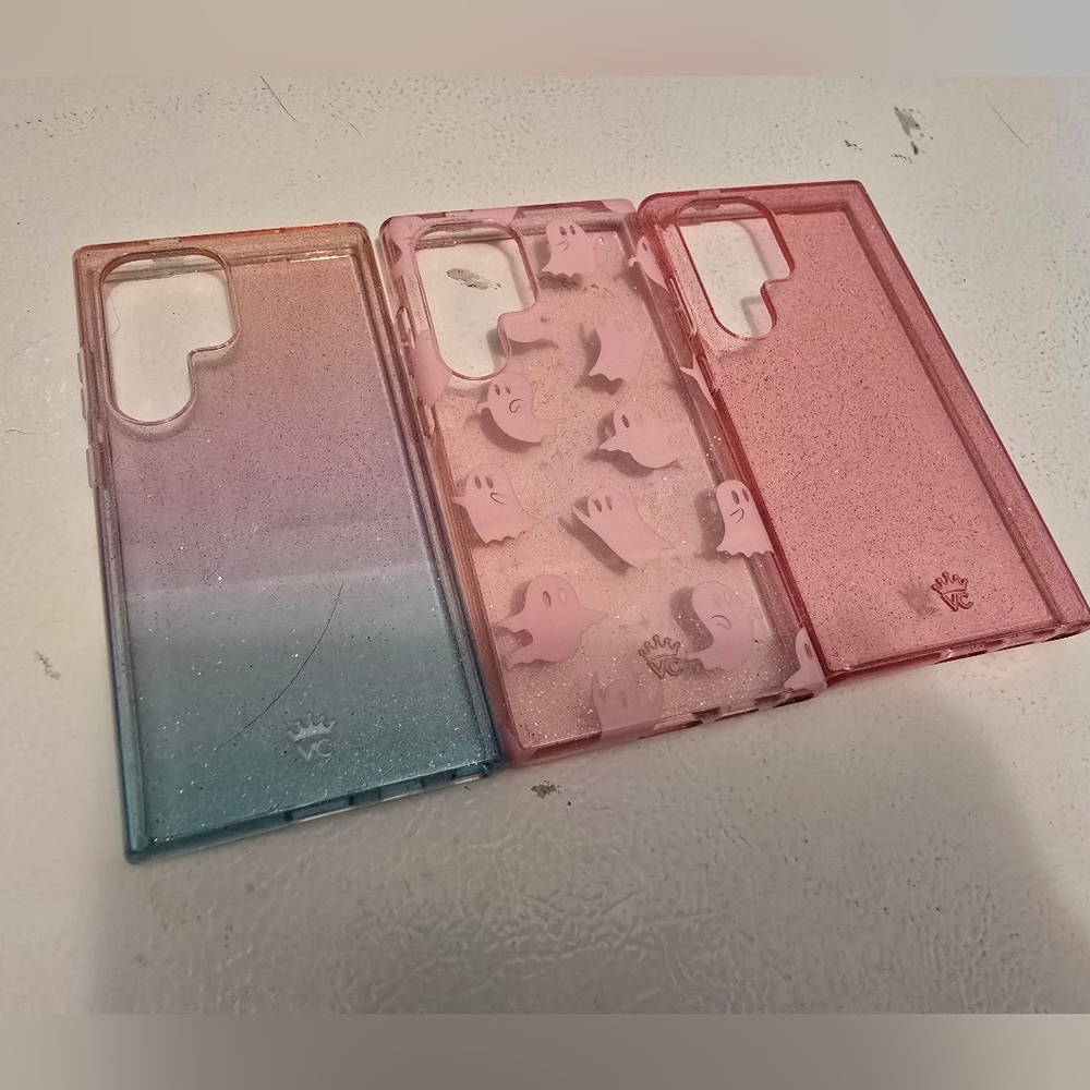 Glitter and Ghost Design Phone Cases - Pink and Blue